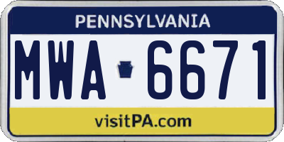 PA license plate MWA6671