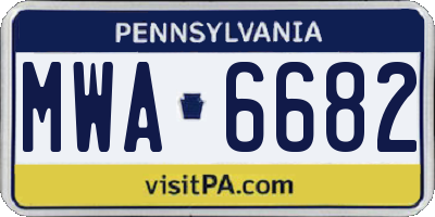PA license plate MWA6682