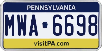 PA license plate MWA6698