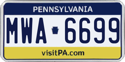 PA license plate MWA6699