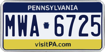 PA license plate MWA6725
