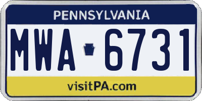 PA license plate MWA6731