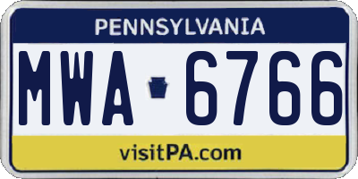 PA license plate MWA6766