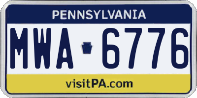 PA license plate MWA6776