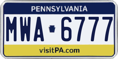 PA license plate MWA6777