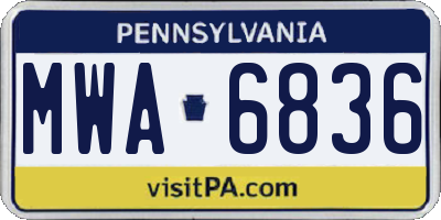 PA license plate MWA6836