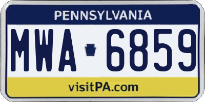 PA license plate MWA6859