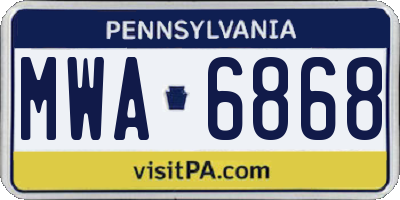 PA license plate MWA6868