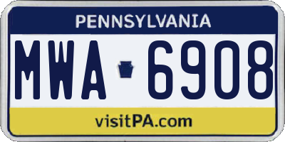 PA license plate MWA6908
