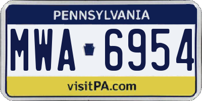 PA license plate MWA6954