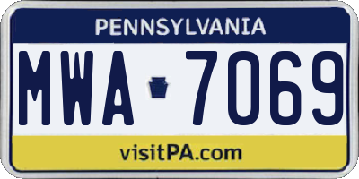 PA license plate MWA7069