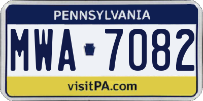 PA license plate MWA7082