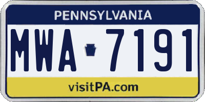 PA license plate MWA7191