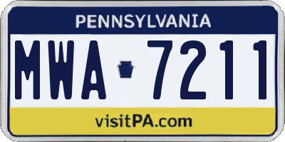 PA license plate MWA7211