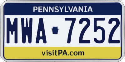 PA license plate MWA7252