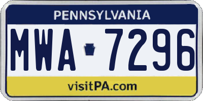 PA license plate MWA7296