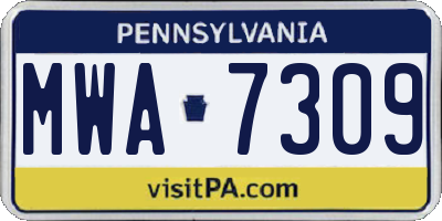 PA license plate MWA7309