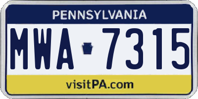 PA license plate MWA7315