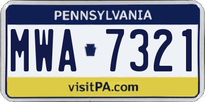 PA license plate MWA7321