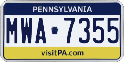 PA license plate MWA7355