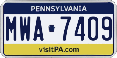 PA license plate MWA7409
