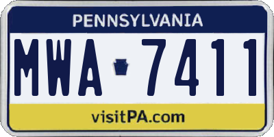 PA license plate MWA7411