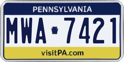 PA license plate MWA7421