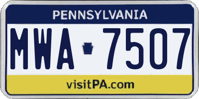 PA license plate MWA7507