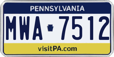 PA license plate MWA7512