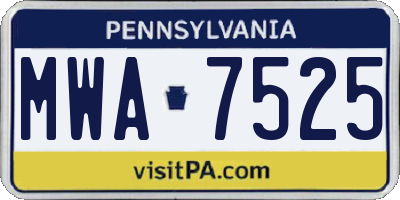 PA license plate MWA7525