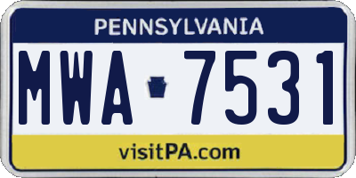 PA license plate MWA7531