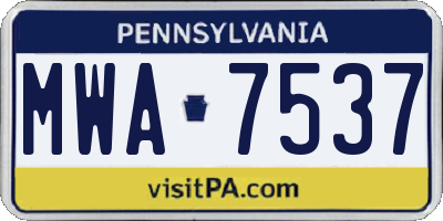 PA license plate MWA7537