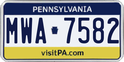 PA license plate MWA7582