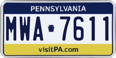 PA license plate MWA7611