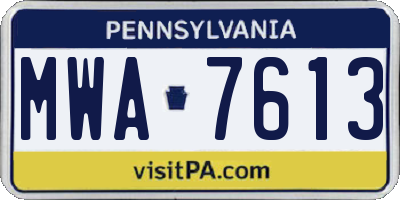 PA license plate MWA7613