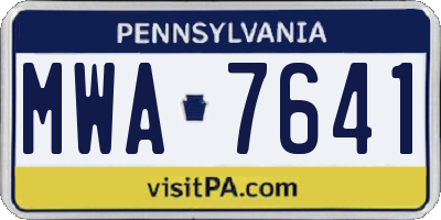 PA license plate MWA7641