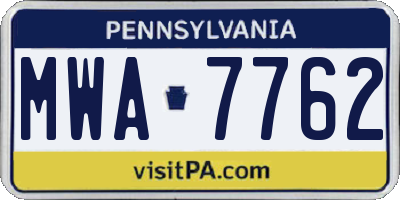 PA license plate MWA7762