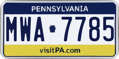 PA license plate MWA7785