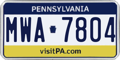 PA license plate MWA7804