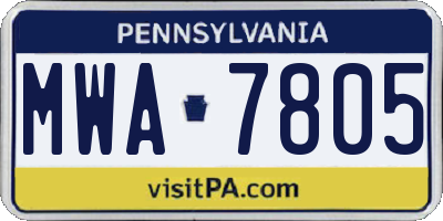 PA license plate MWA7805