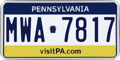 PA license plate MWA7817