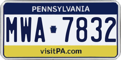 PA license plate MWA7832