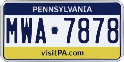 PA license plate MWA7878