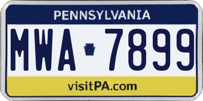 PA license plate MWA7899