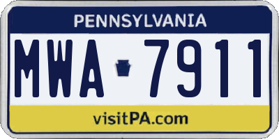 PA license plate MWA7911