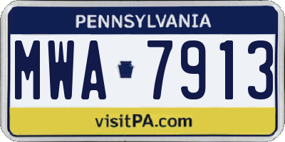 PA license plate MWA7913
