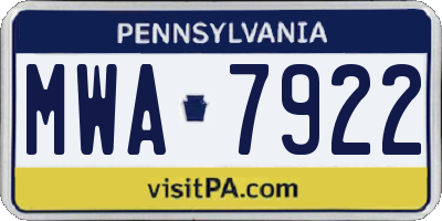 PA license plate MWA7922