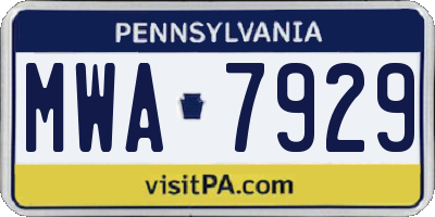 PA license plate MWA7929