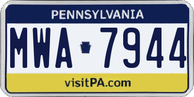 PA license plate MWA7944