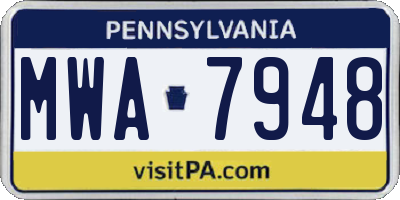 PA license plate MWA7948